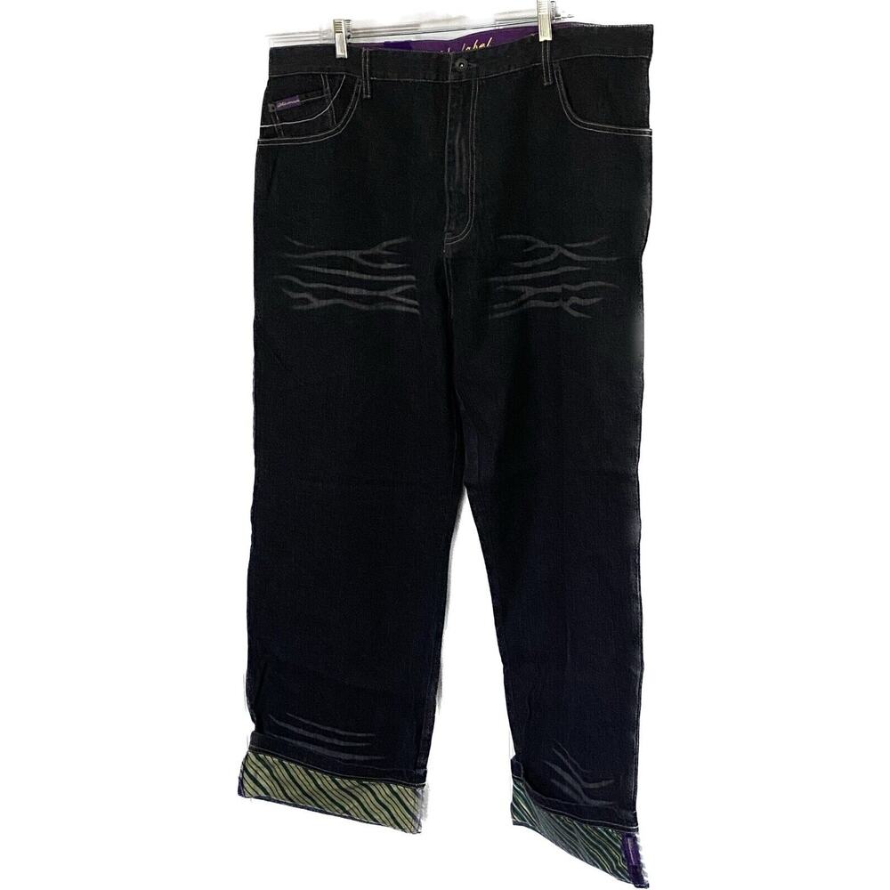 Silversilk Purple Label Mens Jeans 42 X 34 NWT NEW Striped Cuffs Bag Relaxed